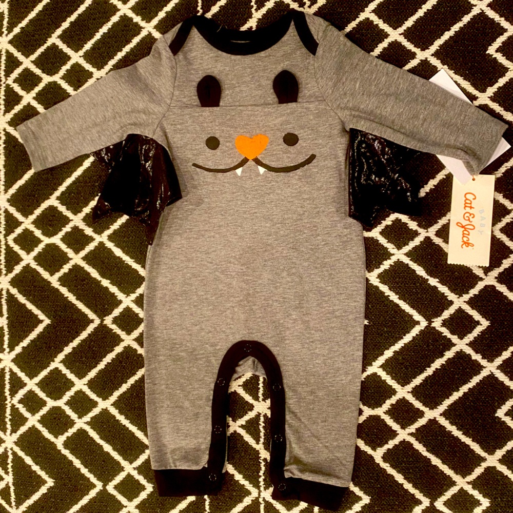 Baby Cat and Jack Bat Onesie